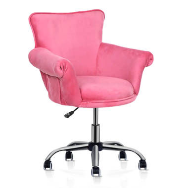 Pink velvet discount chair on wheels